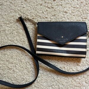 Kate Spade Black and White Striped Crossbody Bag
